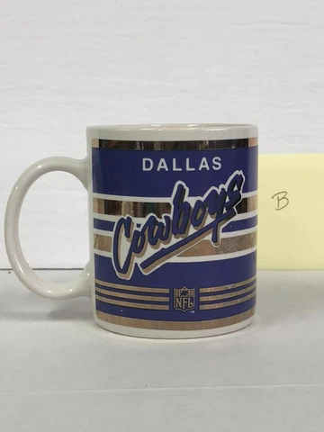 Vintage NFL Dallas Cowboys Coffee Mug Cup Ceramic Metallic Stripes 16Oz Cover