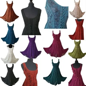 Midi Bohemian Dress Bridesmaid Party Corset Pagan Lace up 10 12 14 16 18 20 22 - Picture 1 of 83