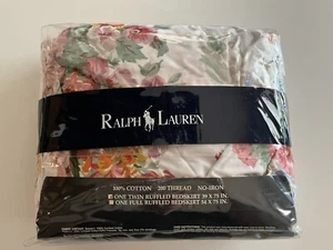 NOS 80s Ralph Lauren TWIN Ruffled BEDSKIRT Floral SOUTHAMPTON Beach House VTG - Picture 1 of 12