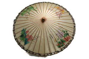 Japanischer Ölwachspapier Sonnenschirm Wagasa Sonnenschirm antik - Bild 1 von 7