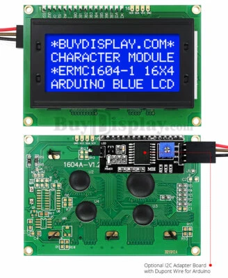 Blue IIC/I2C/TWI Big 16x4 Character LCD Display Module for Arduino w/Library - Bild 1 von 3