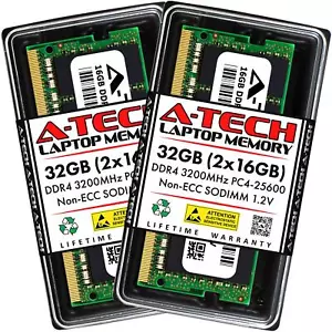 A-Tech 32GB 2x16GB DDR4 3200 MHz SODIMM PC4-25600 PC4-3200AA Laptop RAM Memory - Picture 1 of 7