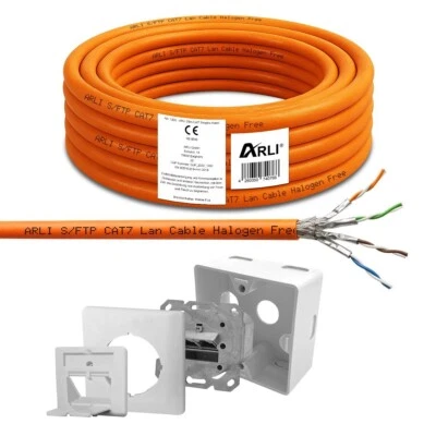 25m Cat7 Verlegekabel Netzwerkkabel + Netzwerkdose Cat6a Dose Lan Cat 7 Kabel - Bild 1 von 4