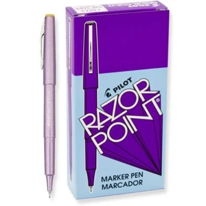 11013 Pilot Razor Point Marker Pen, Ultra Fine Plastic Tip, Purple, Pack of 24 - Picture 1 of 2