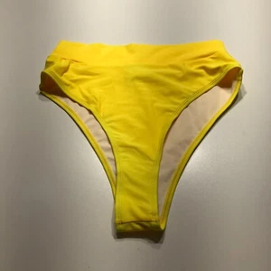 NWT Swim Bottom Solid Yellow High Waist High Cut Shaping Bikini Womens Large - Picture 1 of 9
