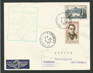 1957 LUFTHANZA 1er vol Paris Hambourg oblit. Paris & Hamburg /L2360 - Picture 1 of 2