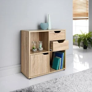 Cube Storage Unit 3 Cubes 2 Drawers Wooden Bookcase Storage Cabinet Display Unit - Picture 1 of 3