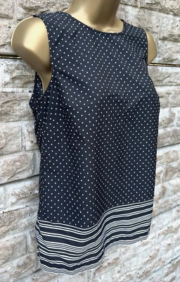Ladies New Look Black/White Spot Silky Feel Sleeveless Summer Blouse Top UK 10 - Image 1 of 4