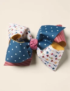 Matilda Jane Heart to Heart Heartstrings Print Large Wee Ones® Bow is 4"H x 7"W - Picture 1 of 1