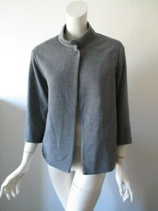Biancalancia ITALY Gray Stripe Textured Open Front Wool Light Jacket IT 40 - Bild 1 von 9