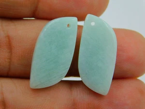 Pair Natural Mookite Jasper Front To Back Drilled Jewelry Making Cabochon Beads - Picture 1 of 6