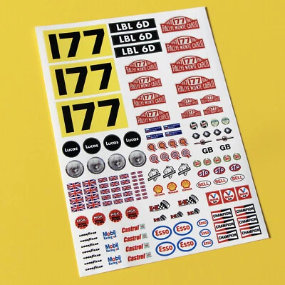 18th scale Mini Monte Carlo '177' Rauno Aaltonen stickers for Diecast /RC Mini