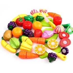 Kids Kitchen Toys Fun Cutting Food Fruits Vegetables Toys Pretend Food Playset