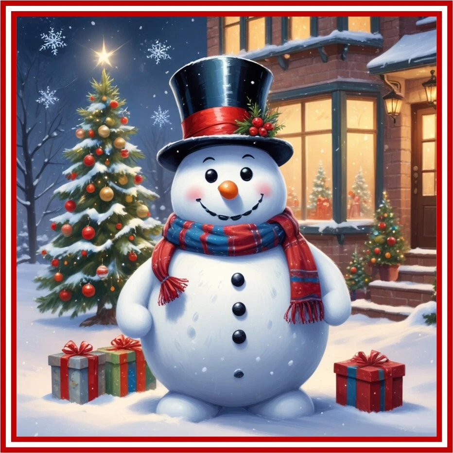 RAVEN'S ATTIC ADDRESS LABELS 30 Custom Christmas Eve Snowman Personalized Address Labels