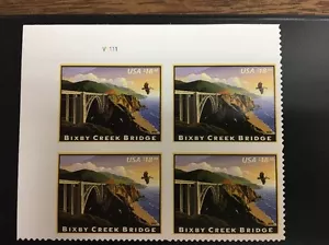 4439 $18.30 Bixby Creek bloque de 4 placas. Estampillada sin montar o nunca montada - Imagen 1 de 1