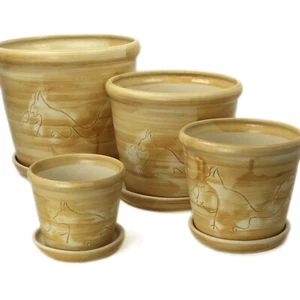 Maceta de flores de cerámica - Maceta maceta maceta con posavasos en 3 tamaños - Imagen 1 de 10