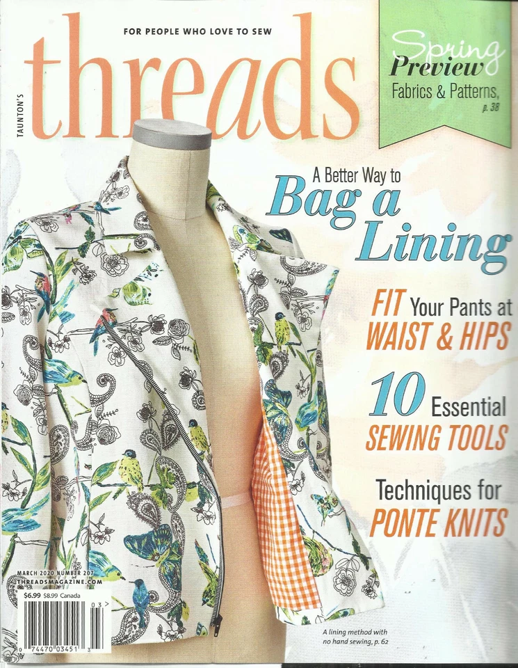 TAUNTON 'S THREADS MAGAZINE,  SPRING PREVIEW   FEBRUARY/  MARCH, 2020  NO. 207 - Image 1 of 1