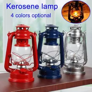 Retro Kerosene Lamp Portable Outdoor Camping Night Light Iron Lantern Lighting - Picture 1 of 18
