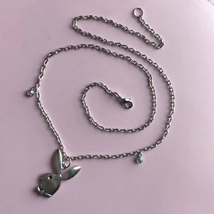 silver bunny necklace with 2 clear gems! - Picture 1 of 4