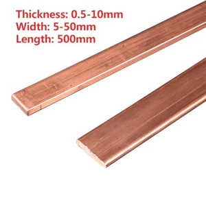 Copper Bar T2 Purple Copper Bar Flat Strip Pure Red Copper Plate THK 0.5mm-10mm - Picture 1 of 3