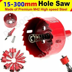 Bi-Metal Hole Saw HSS Hole Cutter Arbor Pilot Drill Bit For Iron Pipe 15-300 mm - Picture 1 of 150