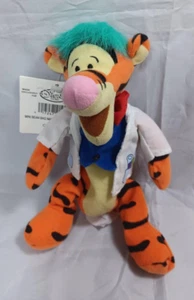 Disney Store Bean Bag Plush Tigger Mad Scientist 9" Lab Coat Bow Tie Green Hair - Picture 1 of 21