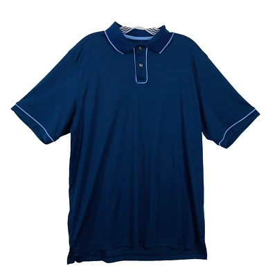 Jack Nicklaus Golf Polo Shirt Mens Size M Navy Blue Light Blue Trim Lightweight - Image 1 of 4