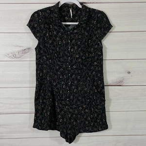 Free People Debbie Dot Romper Button-Up Floral Size S Black. - Picture 1 of 13