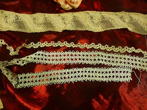 Set 2m, 15 wertvolle Spitzen, handgefertigt, Leinengarn  - Bild 1 von 3