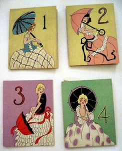 Charming Art Deco Bridge Score Pads & Table Numbers w/ Ladies & Umbrellas (B) * - Picture 1 of 12