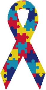 CROSS STITCH+ CRAFT PATTERN Autism Children Awareness Ribbon Puzzle Pieces - Picture 1 of 14