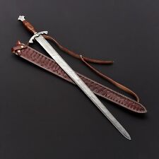 Handmade Damascus Blade, Leather Wrapped Hilt, 96 cm, Exotic Viking Sword