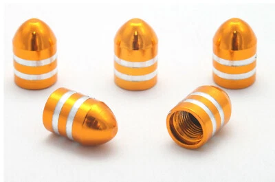 5x Patrone Ventilkappen Munition Alu Ventilkappe Fahrrad Auto Farbe: Gold kurz  - Image 1 of 4