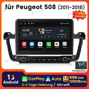 128G CarPlay Für Peugeot 508 2011-2018 10.1" Android13 Autoradio DSP GPS Navi 4G - Bild 1 von 13