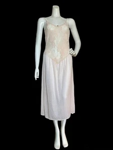 Vintage Victoria’s Secret Gold Crown Label Pink Lingerie Nightgown Lace Bodice M - Picture 1 of 10
