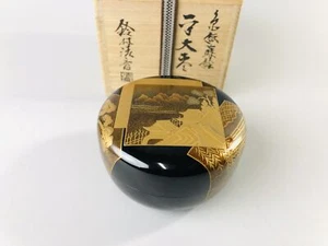 Y6936 NATUME Makie Caddy containter signed box Japan Tea Ceremony antique case - Picture 1 of 15