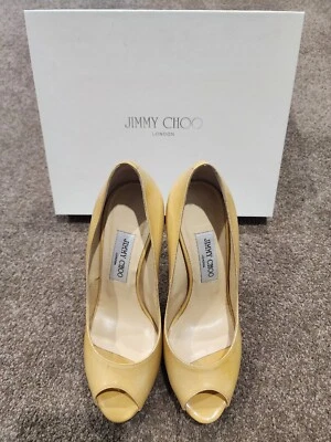 Classic JIMMY CHOO Nude/Beige Peep toe Pumps Size 7.5/38 + Box - image 1 of 4