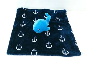Manta de seguridad HB Hudson bebé azul ballena felpa azul marino blanco ancla 14" Lovey - Imagen 1 de 4