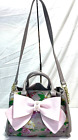 Betsey Johnson Gray Floral with Pink Bow Shoulder Bag