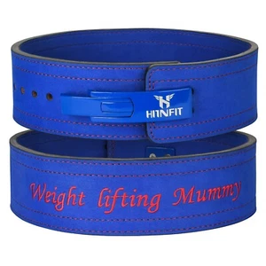 10mm Premium Leather Lever Belt Blue- IPF Compliant - Picture 1 of 4