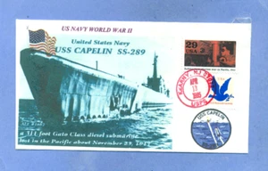 2838e USS CAPELIN SS-289 LOST WW II US Navy Submarine, Photo Cachet Handstamp PM - Picture 1 of 1