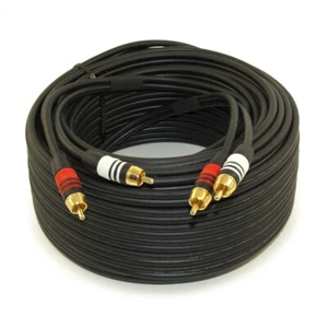 75ft 2 Wire RCA Premium Component Audio Cables 24K Gold Plated Black - Picture 1 of 2