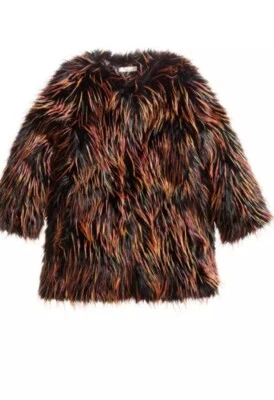 H & M 2014 бестселлер искусственного меха пальто черный оранжевый красный размер 6 - Изображение 1 из 4