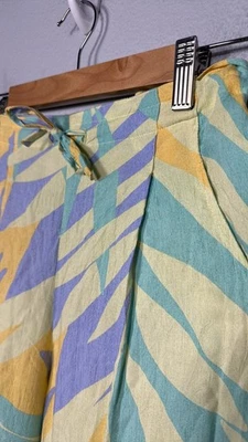 Pantalón capri vintage Jams World con cordón para mujer XS recortado tropical frondas pasteles Foto 1 de 4