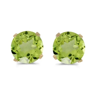 LXR 5 mm Natural Rund Peridot Stecker Ohrringe Set in 14k Gelbgold 0.82 ct - Bild 1 von 4