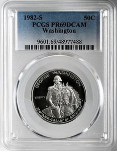 1982-S 50C WASHINGTON SILVER PROOF HALF DOLLAR COMMEM PCGS PR69 DCAM #48977488 - Picture 1 of 4