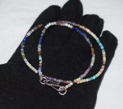 14 " Gioielli Collane Naturale Multi Disko 3mm Perline 925 Argento Sterling - Immagine 1 di 4