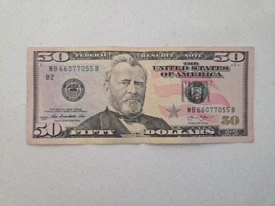 2013 $50 Dollar Bill  SN# MB66077055B Grant -  Doubles 66 77 55 - Image 1 of 4