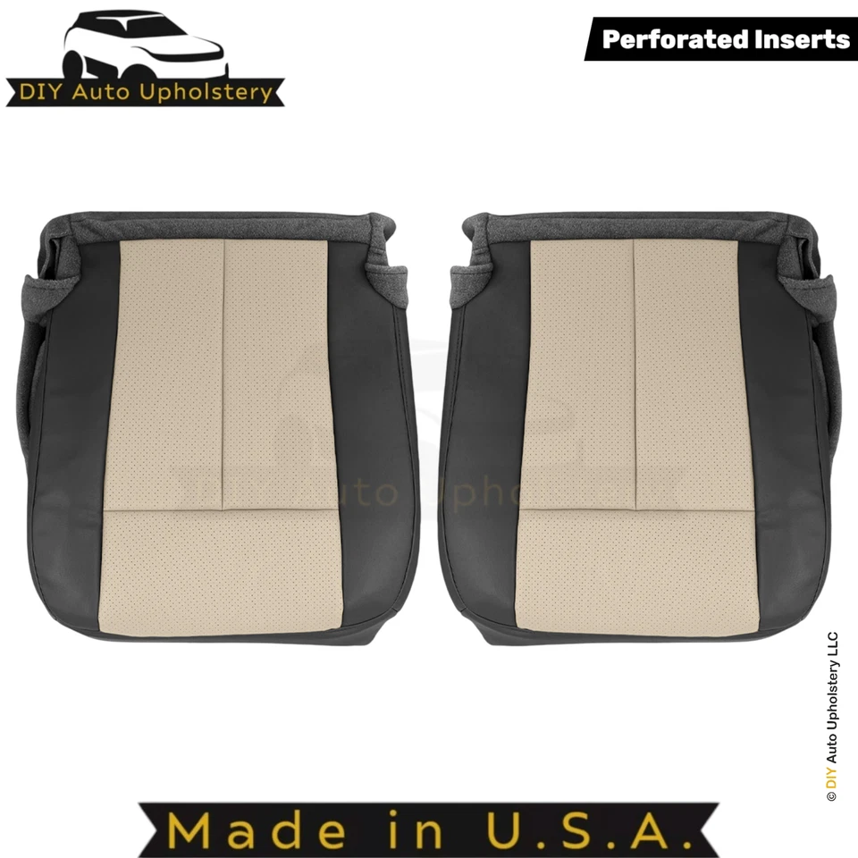 Capas de assento inferiores dianteiras perf couro sintético 2007-2010 preto/castanho - Imagem 1 de 4