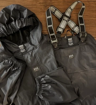 НОВЫЕ мужские XL Helly Hansen Impertech санитарии темно-синий нагрудники и куртка комплект - Изображение 1 из 4